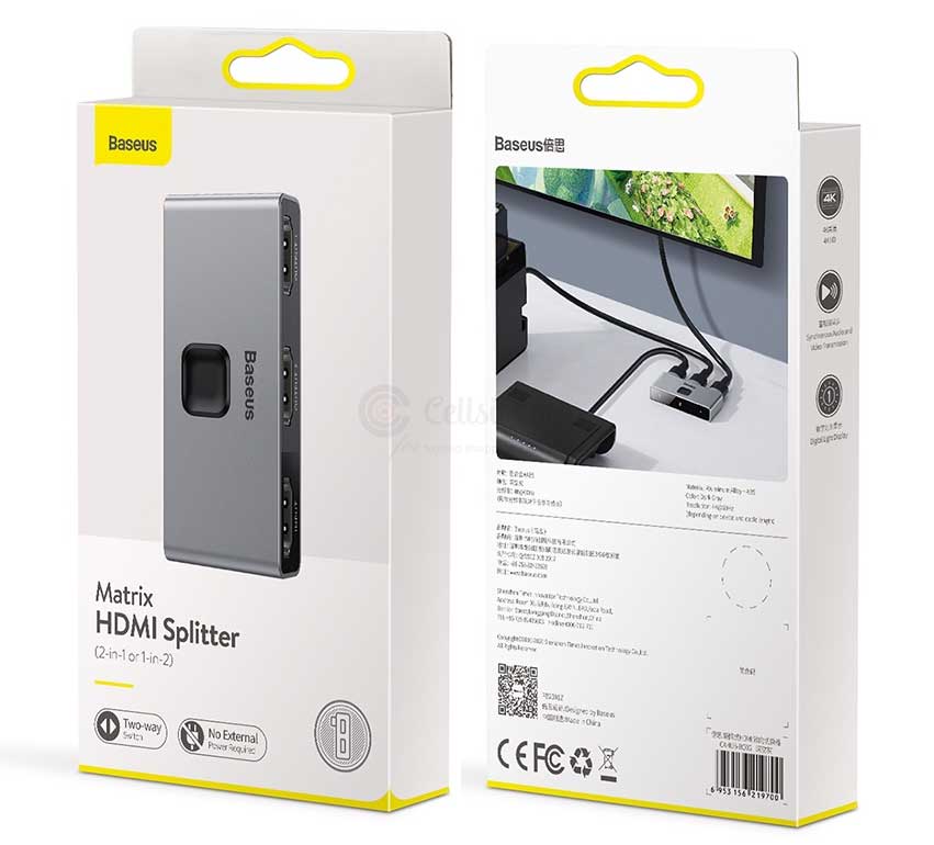 Baseus Matrix HDMI 4K HD Splitter Two Display -Hubs-Adapters